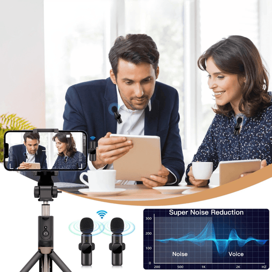 Wireless Lavalier Microphone – Portable Audio and Video Recording – Mini Microphone for iPhone, Android, iPad and More