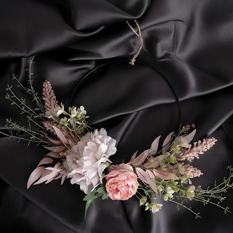 Charmante Roze Pioenroos & Theeroos Krans