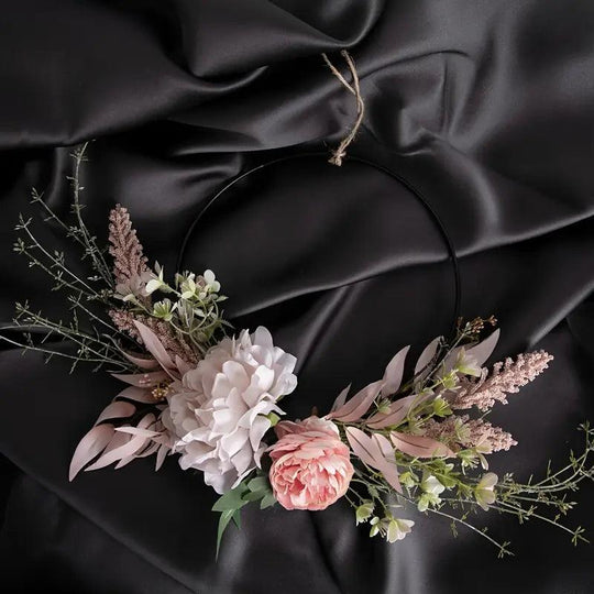 Charmante Roze Pioenroos & Theeroos Krans