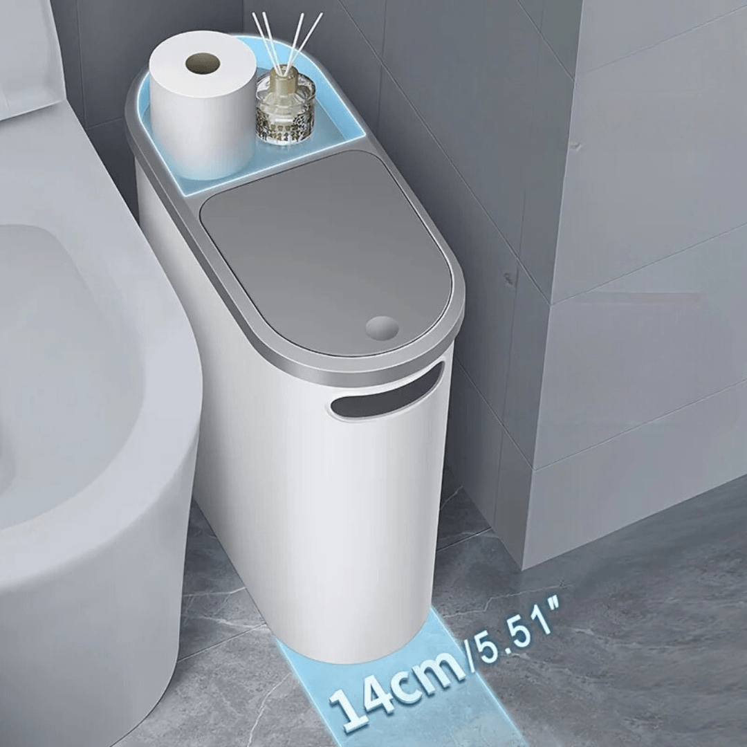 10L Grote Capaciteit Stille Plastic Badkamer Prullenbak | Ruimtebesparend Ontwerp, Creatieve Huishoudelijke Gap Prullenbak