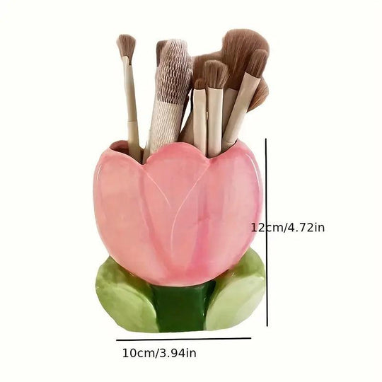 Support pour pinceaux de maquillage en forme de tulipe