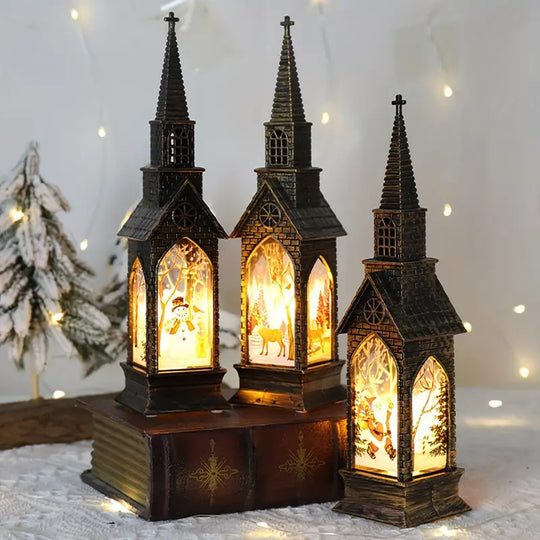 4-Pak LED Kaarslichtjes | Gotische Kerk Decor met Glas-in-Lood Effect voor Kerst & Feestdagen