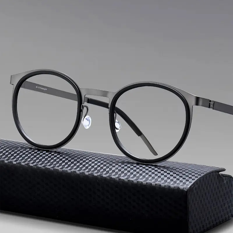 Heren Retro Titanium Bril | Rond Gunmetal Montuur voor Dagelijks Gebruik