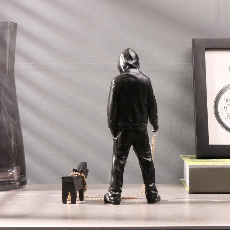 Banksy Homme & Chien Art Sculpture