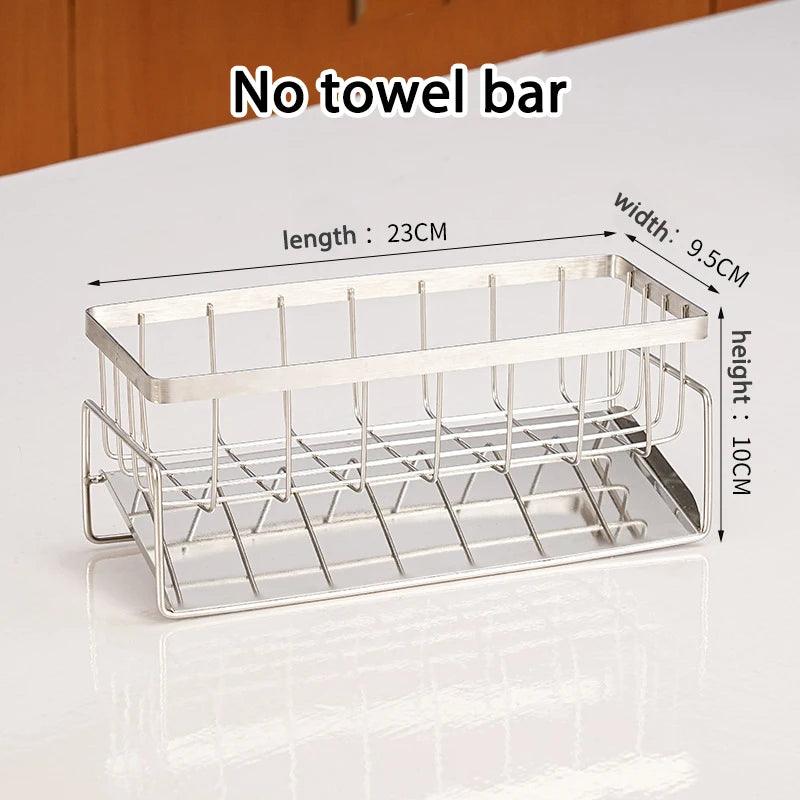 Keuken Sink Reinigingsgereedschap Opslagrek, Multifunctioneel RVS Afvoerrek voor Spons, Reinigingsmiddel Organisator en Doek Hanger