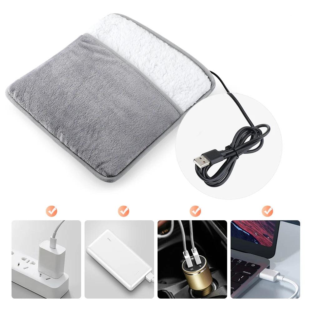 Winter Elektrische Voetverwarmingsmat - USB Opladen, Zachte Pluche, Wasbare Voetverwarmer voor Beter Slapen