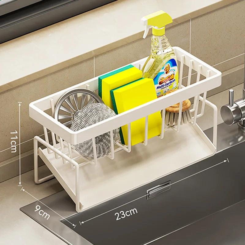 Keuken Sink Reinigingsgereedschap Opslagrek, Multifunctioneel RVS Afvoerrek voor Spons, Reinigingsmiddel Organisator en Doek Hanger