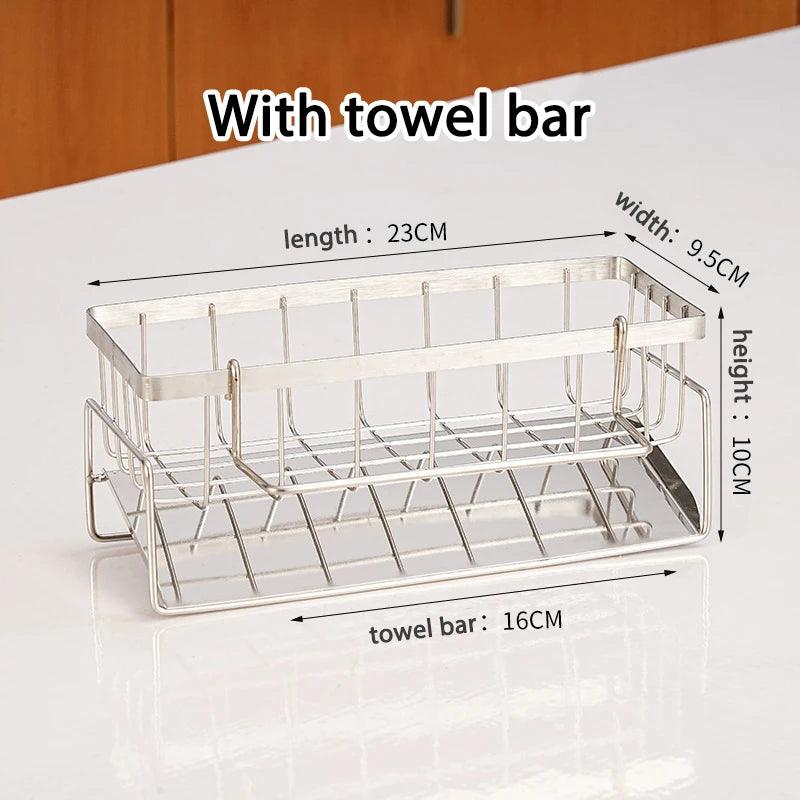 Keuken Sink Reinigingsgereedschap Opslagrek, Multifunctioneel RVS Afvoerrek voor Spons, Reinigingsmiddel Organisator en Doek Hanger