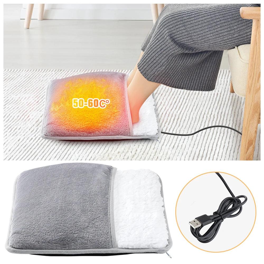 Winter Elektrische Voetverwarmingsmat - USB Opladen, Zachte Pluche, Wasbare Voetverwarmer voor Beter Slapen