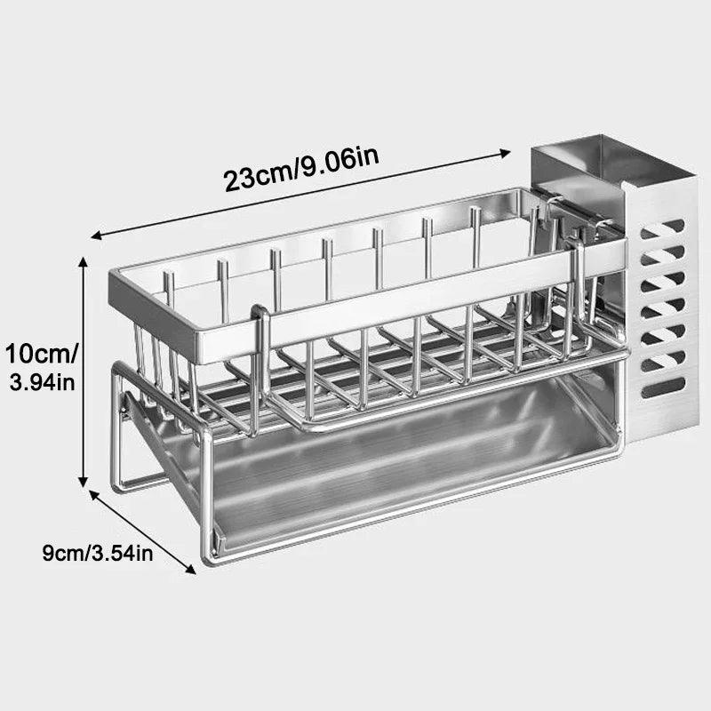 Keuken Sink Reinigingsgereedschap Opslagrek, Multifunctioneel RVS Afvoerrek voor Spons, Reinigingsmiddel Organisator en Doek Hanger