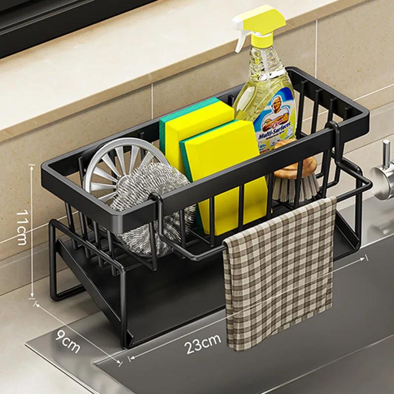 Keuken Sink Reinigingsgereedschap Opslagrek, Multifunctioneel RVS Afvoerrek voor Spons, Reinigingsmiddel Organisator en Doek Hanger