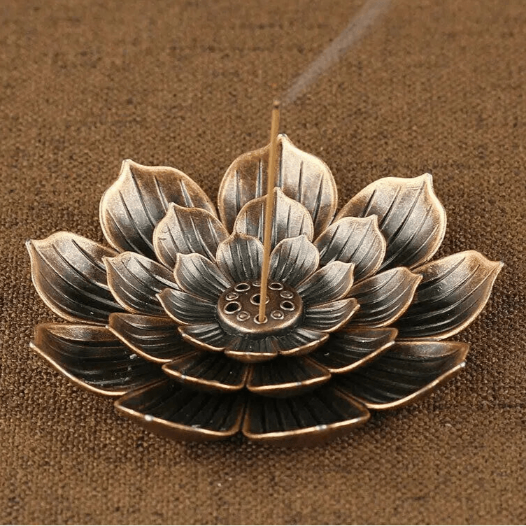 3-in-1 Wierookhouder | Lotus Design Alloy Wierookbrander voor Yoga, Sage & Sandelhout | Bronzen Basis - Huisdecoratie & Kerstcadeau