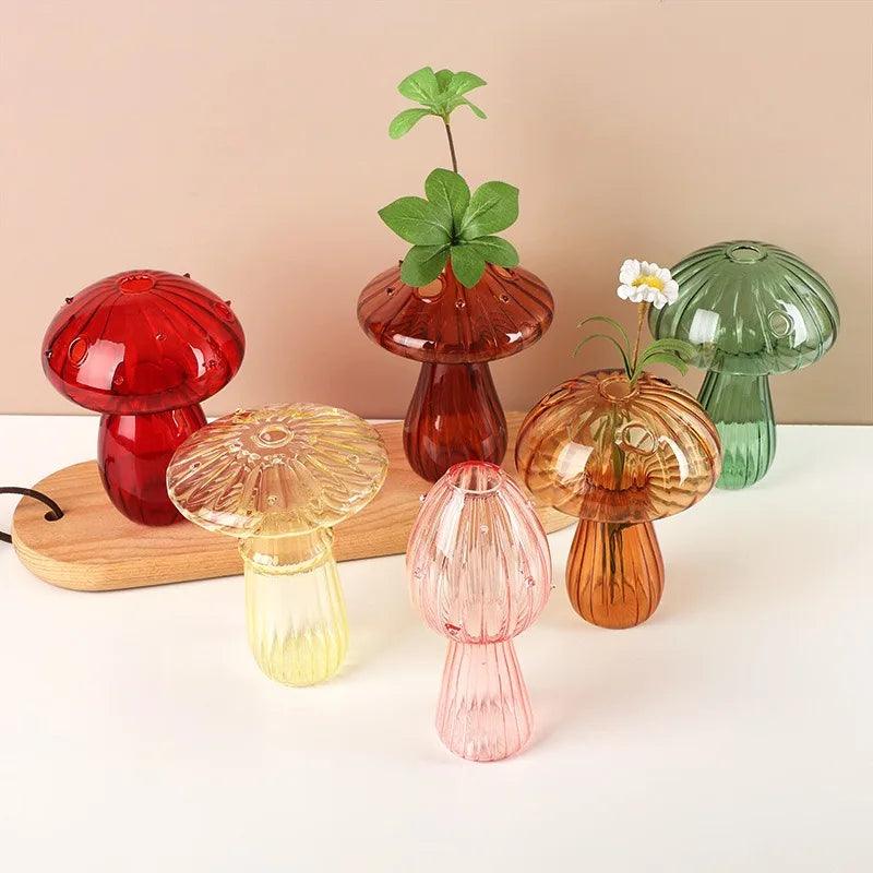 Vase en verre champignon transparent - Flacon d'aromathérapie décoration de table