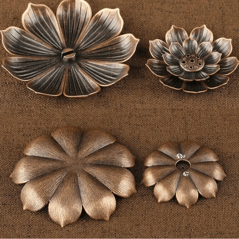 3-in-1 Wierookhouder | Lotus Design Alloy Wierookbrander voor Yoga, Sage & Sandelhout | Bronzen Basis - Huisdecoratie & Kerstcadeau