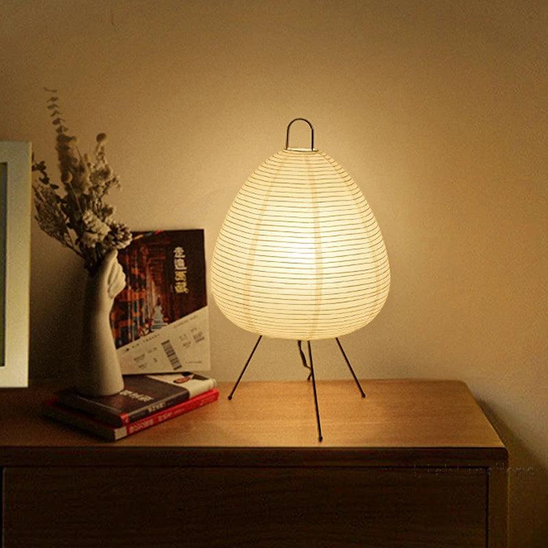 Akari Wabi-Sabi Yong Tafellamp | Japans Ontwerp | Gedrukt Rijstpapier Verlichting voor Slaapkamer & Bureau