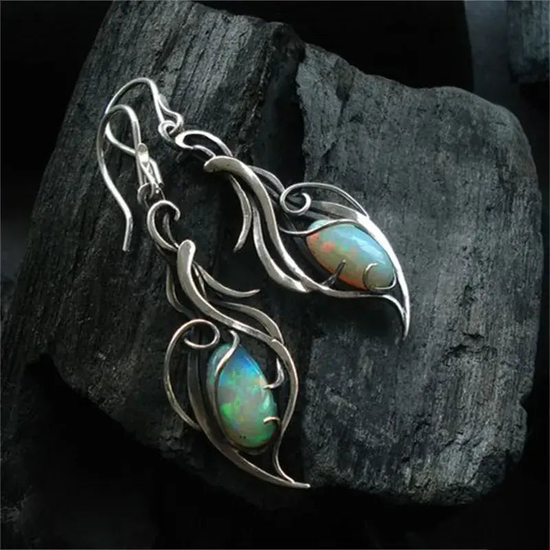 Orecchini vintage di opale blu in argento sterling