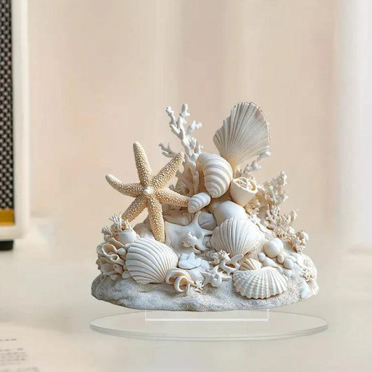 Coastal-Themed Acrylic Table Decoration with Starfish