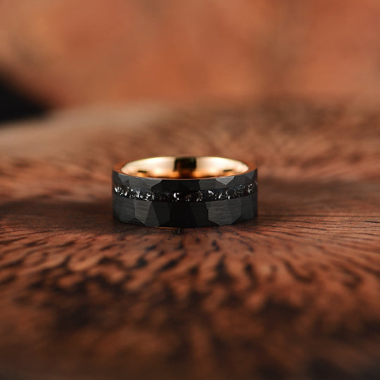 Bague en carbure de tungstène à tourmaline noire 8mm - Ares