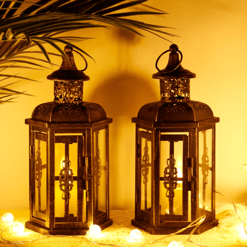 Vintage Scandinavian Black Iron Candle Holder Lantern
