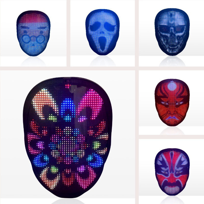 Rechargeable LED mask with changing face