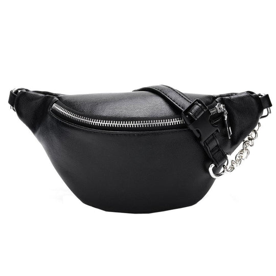 Women's Leather Waist Bag with Chain