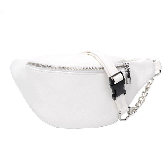 Women's Leather Waist Bag with Chain