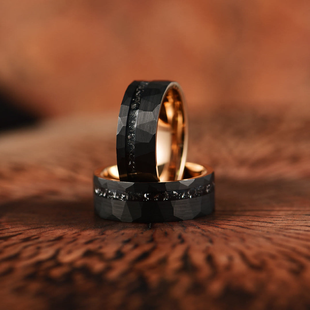 Bague en carbure de tungstène à tourmaline noire 8mm - Ares