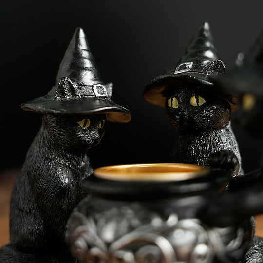 Tre Streghe Gatti Portacandela per Tè | Halloween
