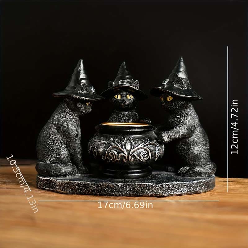 Drie Heksen Katten Theelicht Kaarshouder | Halloween