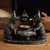 Drie Heksen Katten Theelicht Kaarshouder | Halloween