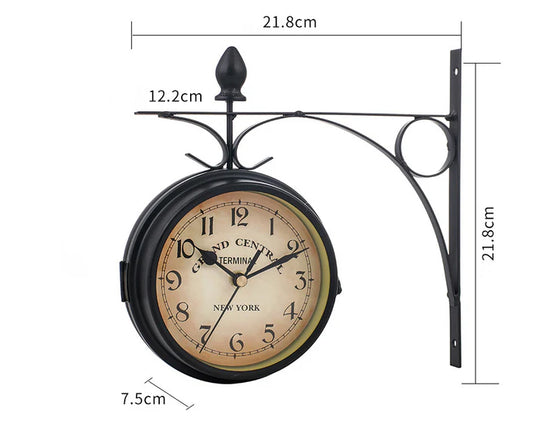 Horloge murale double face au design vintage