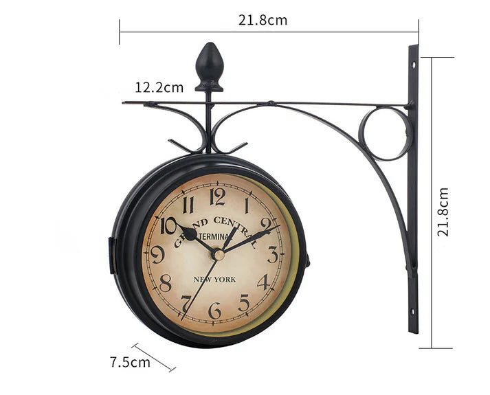 Horloge murale double face au design vintage