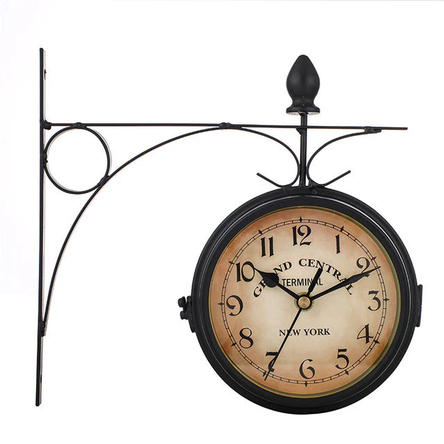Horloge murale double face au design vintage