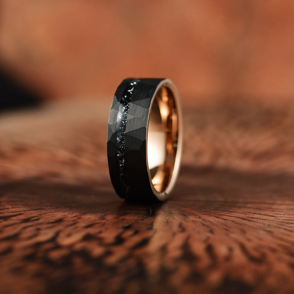 8mm Black Tourmaline Tungsten Carbide Ring - Ares