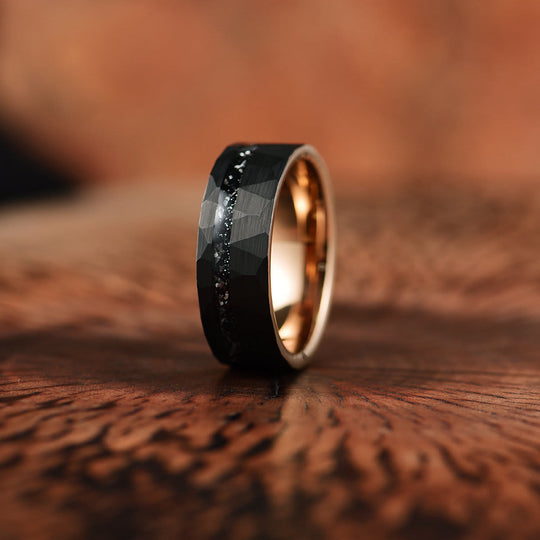 Bague en carbure de tungstène à tourmaline noire 8mm - Ares