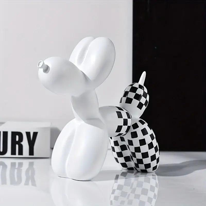 Figurina di cane palloncino a scacchi carina