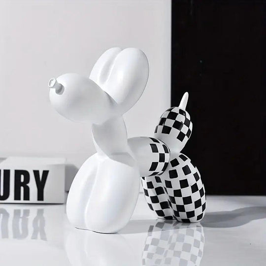 Figurina di cane palloncino a scacchi carina