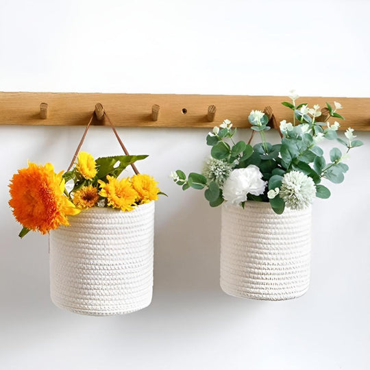Cesti da parete minimalisti in corda di cotone