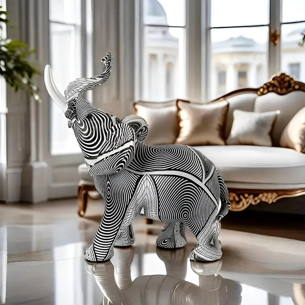 Elefante a spirale bianco e nero