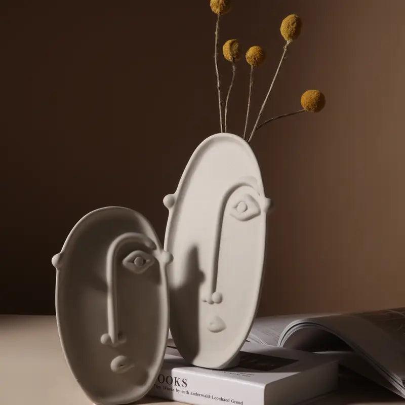 Ceramic Abstract Face Vase