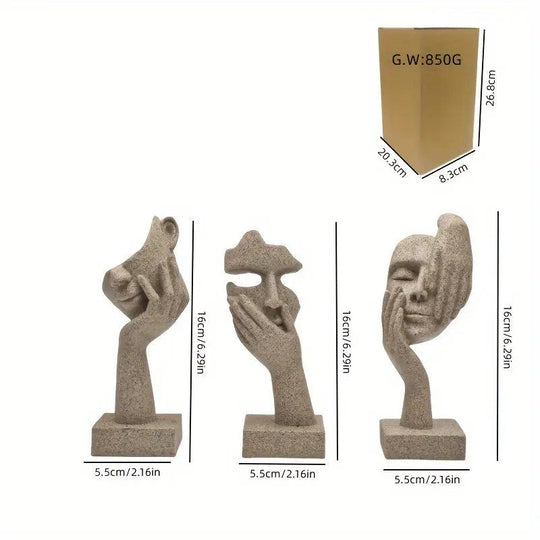 Ensemble de 3 sculptures abstraites en résine de grès