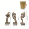 Set van 3 Abstracte Zandsteen Hars Sculpturen