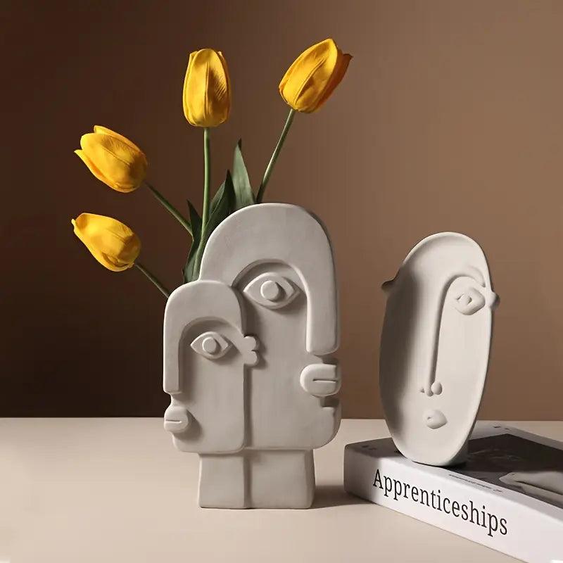 Ceramic Abstract Face Vase