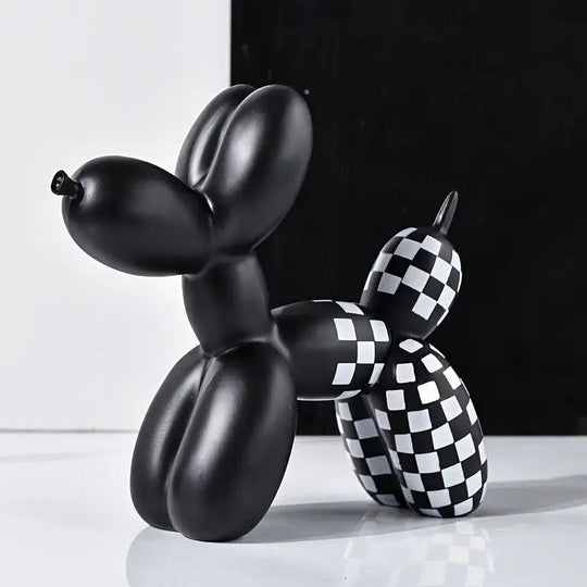 Figurina di cane palloncino a scacchi carina