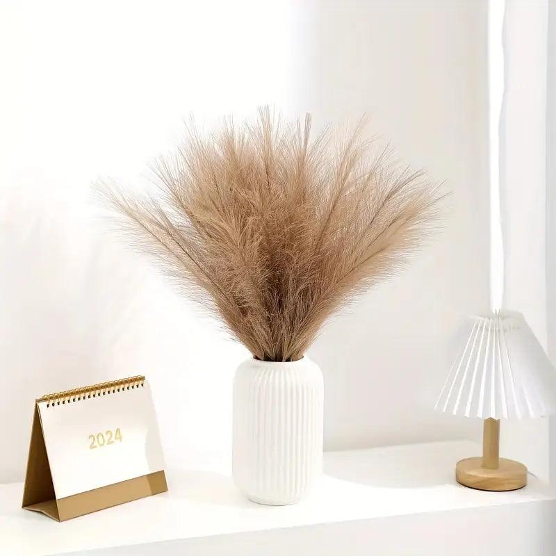 Set di 20 Erba Pampas Finta Rustica | Riempitivo per Vaso Stile Bohemien