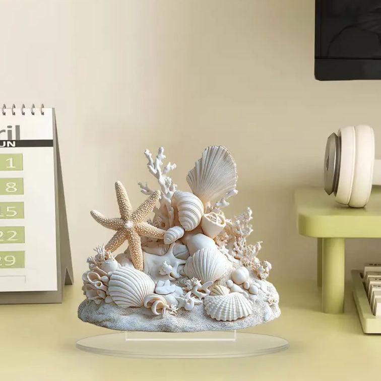 Coastal-Themed Acrylic Table Decoration with Starfish