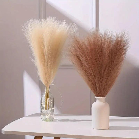 Set di 20 Erba Pampas Finta Rustica | Riempitivo per Vaso Stile Bohemien