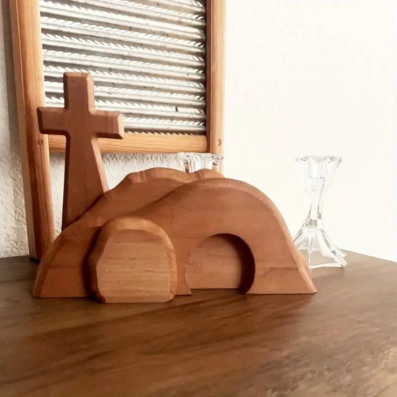 Croce di legno Tomba vuota Statua