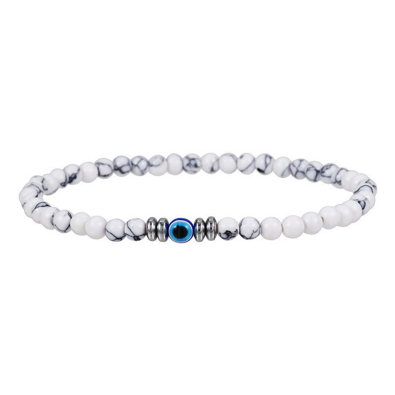 Braccialetto da uomo - Pietra naturale da 4mm con perla Occhio Maligno