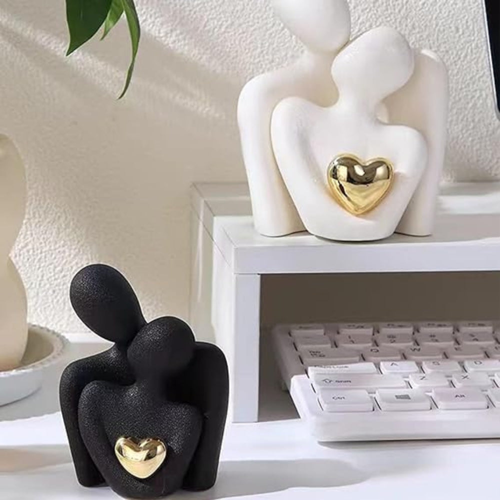 Minimalist Couple with Heart Sculpture